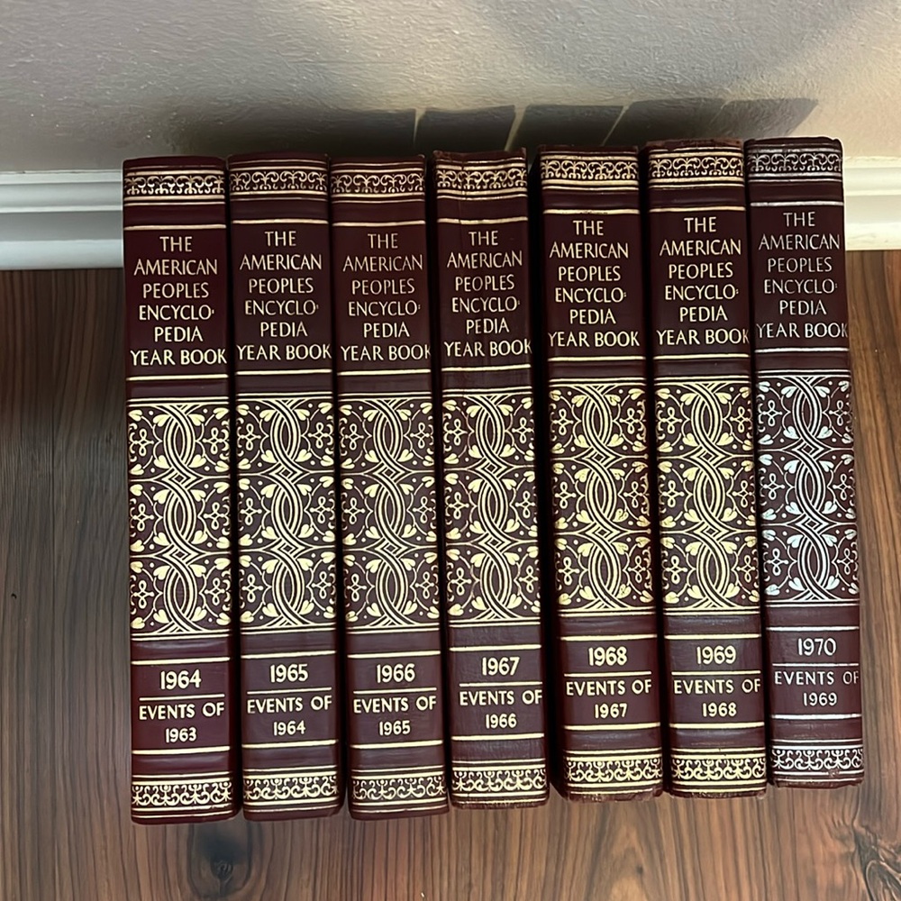 Rare find 7 American peoples encyclopedia yearbooks 1963-1970